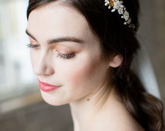bridal headpiece, wedding hair vine, bridal headband, pearl wedding hair accessories, bridal hair vine, wedding headpiece - KALEA
