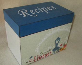 Recipe Box, Personalized Wooden Recipe Box - Decoupaged - Homemade by - Shower Gift - Wedding Gift - READY TO SHIP