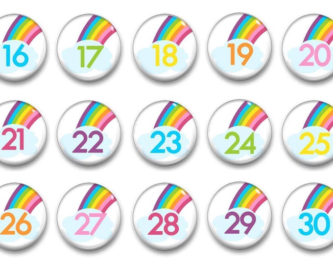 Rainbow Unicorn Number Magnets - Calendar Magnets - Counting Practice - Educational - Preschool Learning - Classroom Numbers - Unicorn