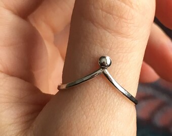 Sterling silver stacking ring, chevron ring, silver stack ring, stackable silver ring, dainty silver ring, dew drop ring, made to order
