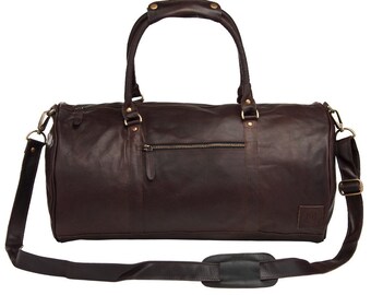 Leather weekend bag - Leather duffle bag - overnight bag - gym bag in Vintage Mahogany by MAHI Leather