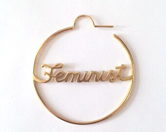 Feminist Earrings | Feminist Jewelry | Strong Women | Girl Power | Feminism | Feminist Gifts |  Nasty Woman | Word Hoops | Feminist Movement