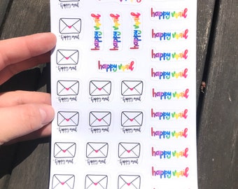 Hand Lettered Happy Mail Sticker Sheet