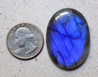 Natural Blue Fire Flash Labradorite Cabochon 28x39mm, Labradorite Pendant Bracelet Necklace Making Gemstone Cabochon