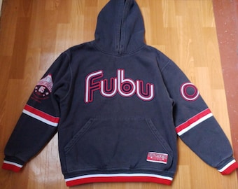 FUBU hoodie, vintage hip hop sweatshirt, black shirt of 90s hip-hop clothing, 1990s gangsta rap, old school, OG, size M Medium