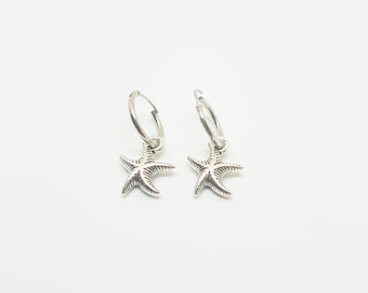 Silver earrings with starfish