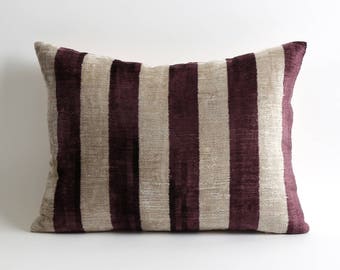 ikat pillow, velvet pillow, velvet pillow cover, pillow, ikat pillows, ikat velvet pillow, purple velvet pillow, purple ikat pillow, ikat