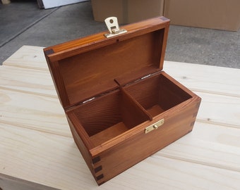 Wooden Tea Bag Box Whit Two Compartments, In Brown Color