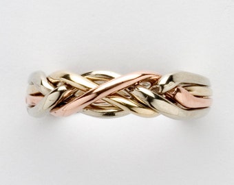 Ladies 4 Band Puzzle Ring in Sterling Silver, Gold or Platinum, 4T