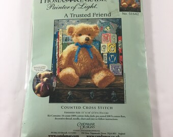Thomas Kinkade Painter of Light A Trusted Friend 51642 Teddy Bear Counted Cross Stitch Kit Nursery Decor Boy or Girl