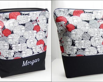 Personalized Knitting bag, Sheep yarn bag, crochet project bag, knitters gift, knitting bag personalized, Mother's Day gift