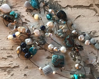 Long Gemstone Necklace - Boho Necklace - Mother's Day Gift - Gift for Mom - Boho Jewelry - Gift for Her