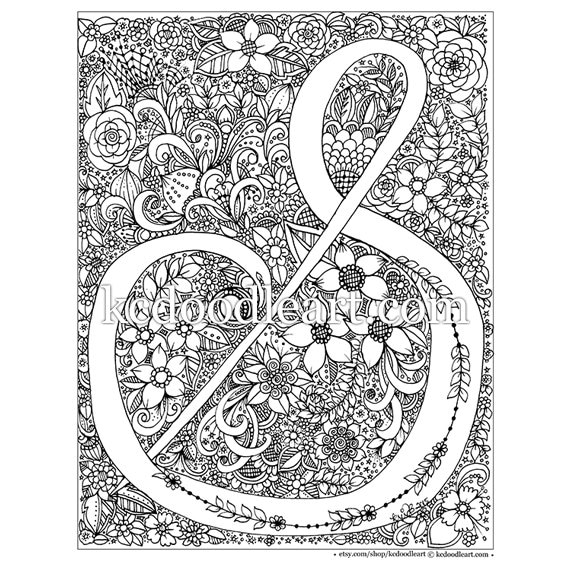 instant digital download adult coloring page letter S