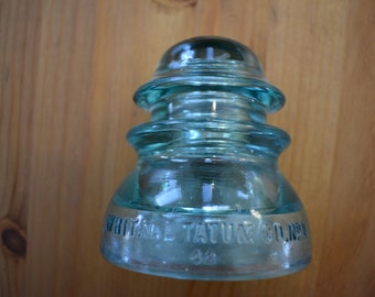 Whitall Tatum No 1 -42 Blue Green Glass Insulator