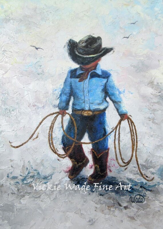 Download Little Cowboy ORIGINAL Painting cowboy art boys room lasso