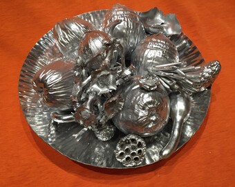 Silver painted decorative tray