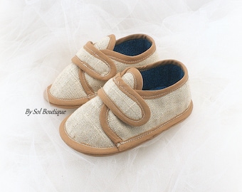 Baby Boy Shoes,Tan,Beige,Toddler Shoes,Boy Shoes,Baby Loafers,Boy Slippers,Booties,Baby Shower,Family Portrait,Gift for Baby,Canvas Shoes