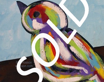 SOLD-------------------Colorful Bird, Original Art, Original Painting, Winjimir, Home Decor, Kids Room, Bird Lover, Bird Painting, Gift,