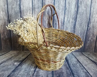 Vintage Natural Vine Basket | Rustic French Flower Basket