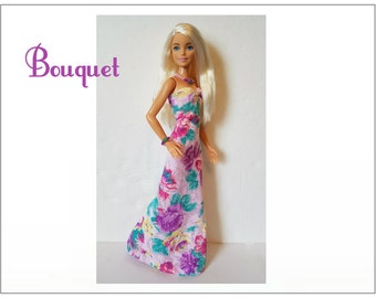 Barbie Fashionistas Doll Clothes - BOUQUET Lavender Gown and Jewelry Set - Handmade Fashion by dolls4emma