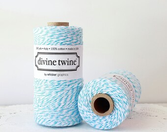 Aqua Bakers Twine, Aqua Divine Twine, Aqua & White Bakers Twine 240 Yards, Aqua Twine, Aqua String, Mason Jar Twine, Gift Packaging