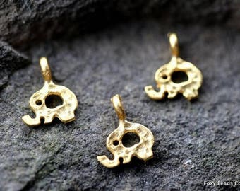 Tiny Elephant Charm, Gold Elephant Pendant, Animal Charms Wholesale Charms Bulk Jewelry Findings RLG011