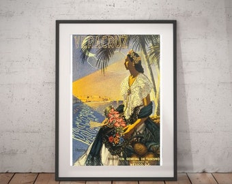 veracruz, veracruz travel poster, wall decor, vintage