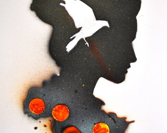Female Silhouette Spray Painting