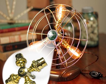 Fan Lamp Kit | DIY Kit | Candelabra | How To | Lamp Parts | Lamp Supplies | Guide | Parts | Tutorial Fan Lamp | Brass | 4 Socket