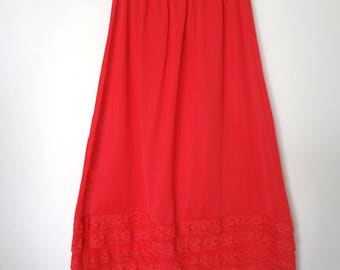 1950s Coral Pink Half Slip with Lace Trim. Phil-Maid bombshell vintage lingerie size M
