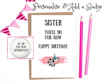 Funny sister card | Etsy