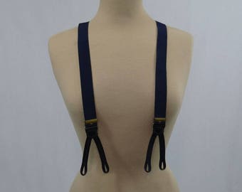 1950s Vintage - Vintage Suspenders, Braces - Navy Blue, Button On - Mens Vintage