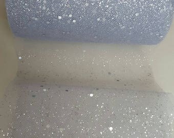 5 meters of tulle with silver glitter width 15 cm