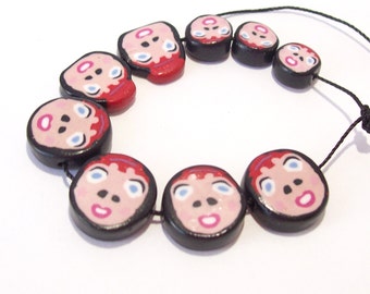 NOW ON SALE Handmade Polymer Clay Bead Faces