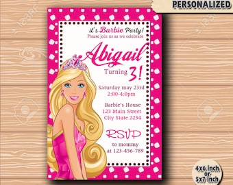 Barbie, Barbie invitation, Barbie Birtday, barbie party, Barbie printtable, Barbie invite, Barbie invited, Princess invitation