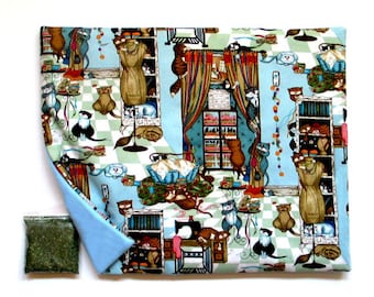 Catnip Mat and Catnip Cats in the Sewing Room Refillable Reversible