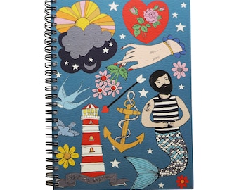Merman Spiral Bound Notebook with lined pages
