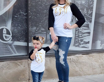 Mommy and Me Monogram, Mommy and Me Girls Shirts, Mom and Me Monogram Tee, Matching Mom and Baby Shirts, Mommy and Me Set, Matching Monogram