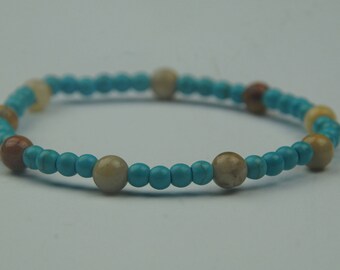 Bracelet made of precious stones, turquoise and agate