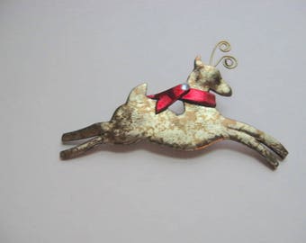 Leaping Reindeer Pin holiday brooch