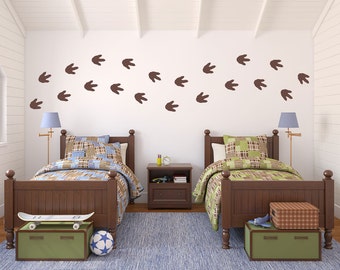 Dinosaur Footprints Wall Decal Set - Boy Bedroom Sticker - Dinosaur Bedroom Decor - Footprints (Set of 20) - Large Size