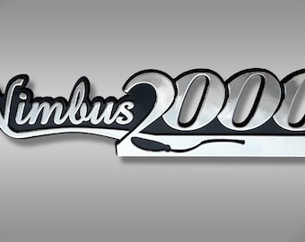 Harry Potter Nimbus 2000 Car Emblem - Chrome Plastic Not a Decal / Sticker
