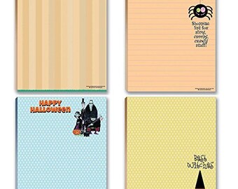 Halloween Notepads - 4 Assorted Funny Halloween Notepads - Monsters, Pumpkins, Witches - 626