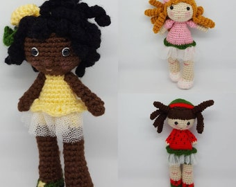 Amigurumi Crochet Doll. Fruit Doll. Handmade doll. Toy Girls. Dolls for girls. Crochet Doll. Decorating Girls