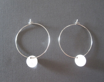 White Gold Disc Hoop Earrings