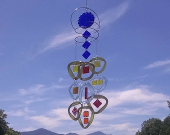 Glass Wind Chime. Suncatcher, Patio decor, Handmade windchime, Garden decor, Great gift 28