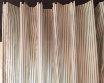 Ticking Stripe Curtain Panels Grey Black Navy Red Brown