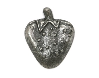 2 Strawberry 5/8 inch (15 mm) Metal Buttons