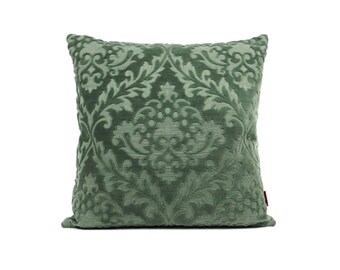Green Velvet Pillow Cover | Damask Cushion Cover | Decorative Couch Pillow | Accent Pillow | Throw Pillow Cover | Handmade by EllaOsix