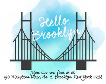 Moving to Brooklyn postcard, new address postcards for NYC